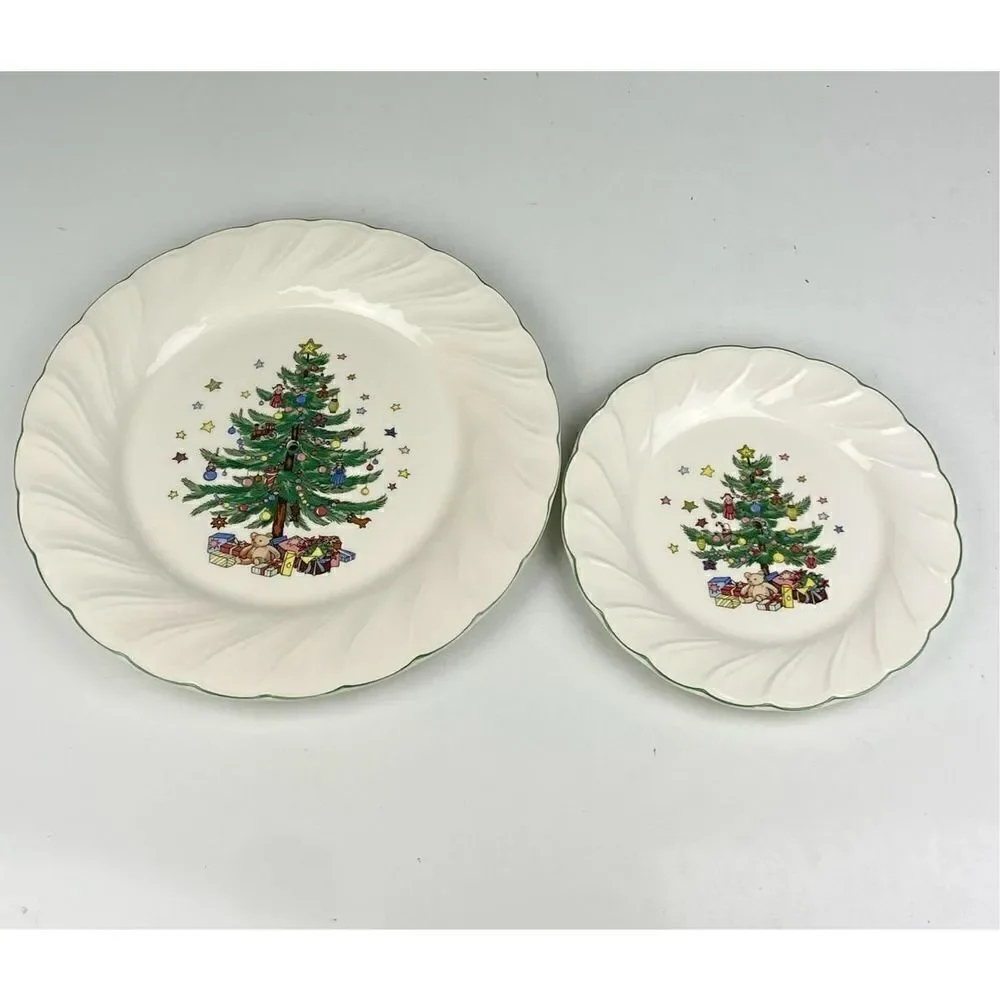 Vintage Nikko Two Tier Happy Holidays Christmas Serving Tray Made in Japan BB156